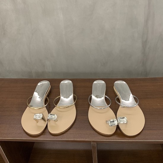 Wedge-heel pigeon egg rhinestone slip-on sandals, fairy shoes, 2025 new summer French outdoor sandals