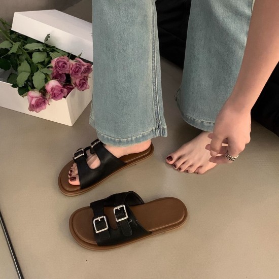 Square-toed shaped-heel flip-flops for women, open-toed, high-end mules, elegant and outdoor high-heeled sandals.