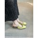 Green wonderland! Satin pointed-toe bow high heels for women, spring shallow-cut sandals.