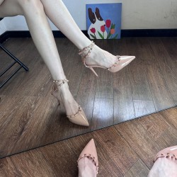 French luxury sandals for women, spring and autumn 2024 new style, pointed-toe, shallow-cut slip-on shoes