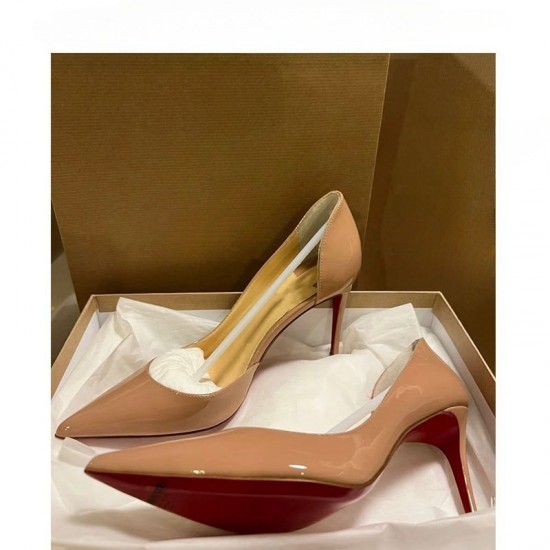Nude High Heels for Women, Fall 2024 New Red-Sole Side Hollow Pointed Toe, Sexy and Versatile Professional Stiletto Shoes