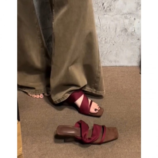 Women's French retro flip-flops (Summer outdoor wear, 2025 new style, elegant high-heeled sandals)