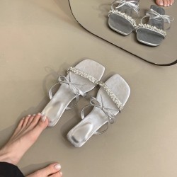 Fairy-style flower high heels, 2025 summer new niche design, snake-shaped wrap stiletto sandals.