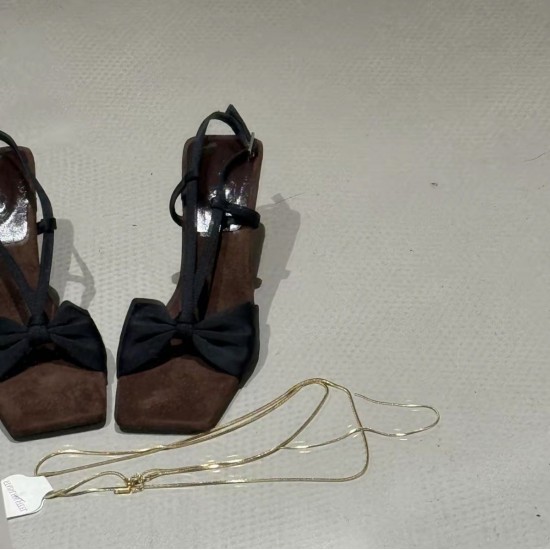 French-style, elegant bow-knot high heels for women, new summer 2025 styles, leopard print stiletto sandals for women with skirts