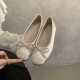 Women's round-toe pumps, new spring and autumn soft leather ballet fairy style slip-on soft flat-soled toe shoes.