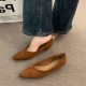 French-style niche brown shoes for women, 2025 spring and autumn wedge heels, elegant pointed toe commuter shoes for evening wear