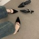 French-style high-end rhinestone single-strap half-slippers for women, 2025 new pointed-toe high-heeled mules for outdoor wear
