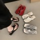 French Retro Strappy Wedge Heel Slip-On Sandals for Women, Summer 2025 New Roman sandals with skirts