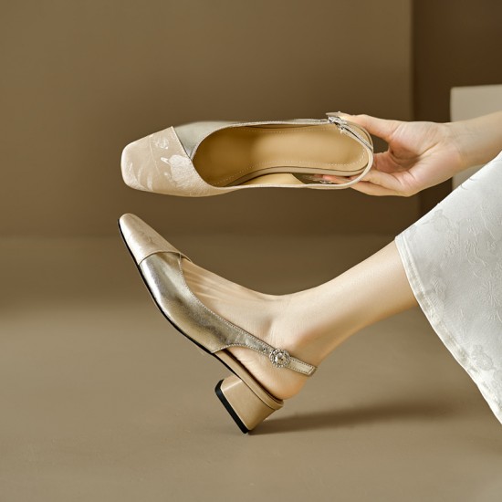 French evening-style pumps for women, new Korean-style retro grandma shoes for spring and autumn, flat slip-on shoes.