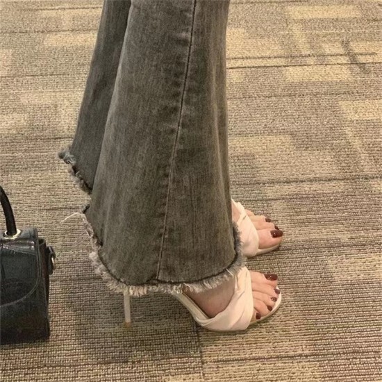 Thick-heeled pointed-toe trouser boots, street-ready short boots for women, spring and autumn 2025 new models, brown western-style skinny boots.