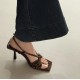 French-style, elegant bow-knot high heels for women, new summer 2025 styles, leopard print stiletto sandals for women with skirts
