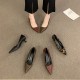 2024 autumn and winter new pointed-toe pumps, fashionable and versatile leopard print, elegant low-heeled kitten heels for commuting