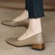 Silver point-toe block-heeled high heels for women, 2023 new, shallow-cut, elegant, retro, low-heeled, comfortable commuting shoes.