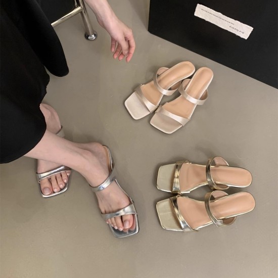 Flat-soled Chanel-style toe slip-on shoes for women, 2025 new style. Summer slip-on black witch spring and autumn slip-on shoes