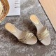 Rhinestone bow flip-flops for women, new summer outdoor wear, gentle and evening-wearing with skirts, stunning French block-heeled sandals