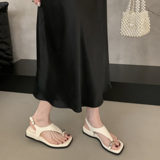 French Retro Strappy Wedge Heel Slip-On Sandals for Women, Summer 2025 New Roman sandals with skirts