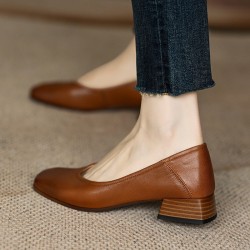 Silver point-toe block-heeled high heels for women, 2023 new, shallow-cut, elegant, retro, low-heeled, comfortable commuting shoes.