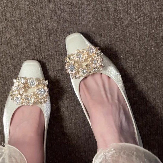 French apricot pointed-toe sandals, closed-toe, fairy-style shoes, 2025 spring/summer elegant, ladylike black slip-ons.