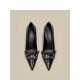 Black, stylish, mature women's high heels, 2024 new French-style, versatile pointed-toe stiletto shoes with skirts.