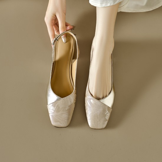 French evening-style pumps for women, new Korean-style retro grandma shoes for spring and autumn, flat slip-on shoes.