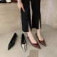 Nude women's high heels, soft leather, pointed toe, soft-soled, French-style, skirt-matching shoes with a gentle, low-heeled design.